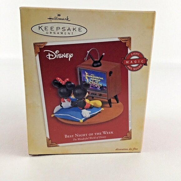 Hallmark Keepsake Ornament Mickey Minnie Disney Best Night Of The Week New 2005